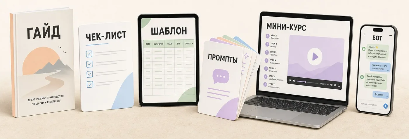 Гайд, чек-лист, шаблон, промпты, мини-курс, бот